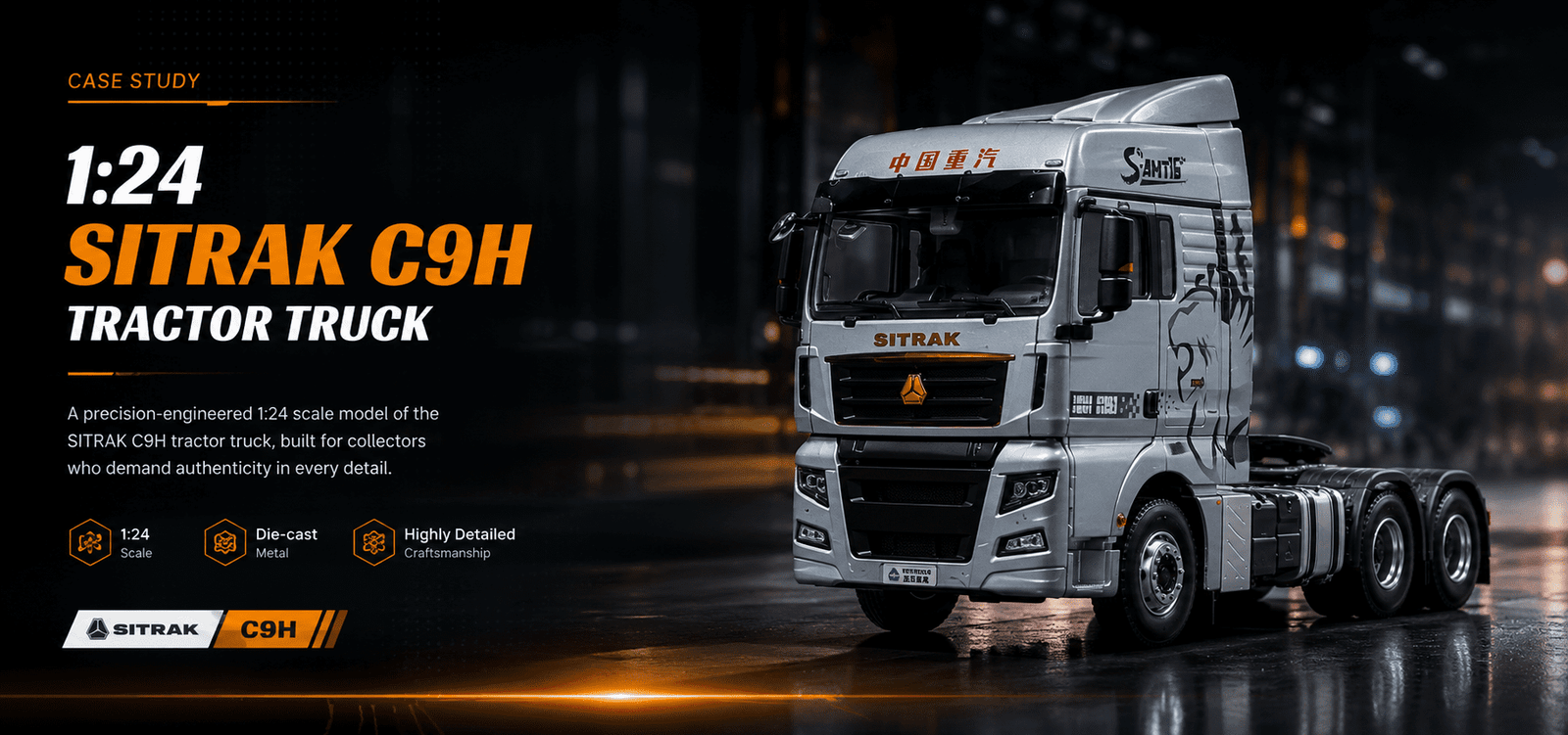 1:24 Sitrak C9H Semi Tractor Truck Model Hero