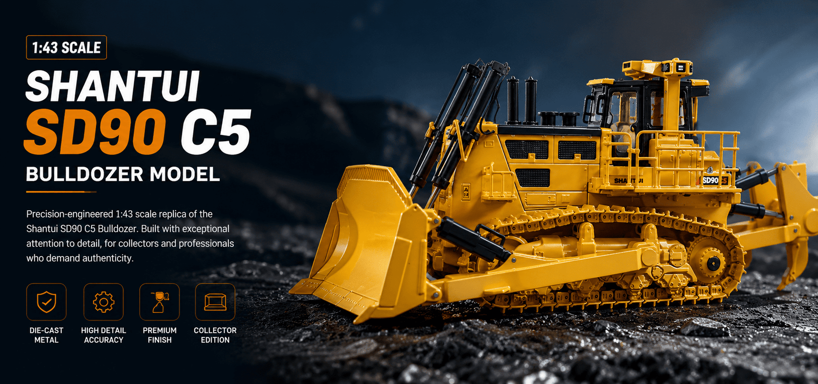 1:43 Shantui SD90-C5 Bulldozer Model Case Study Hero
