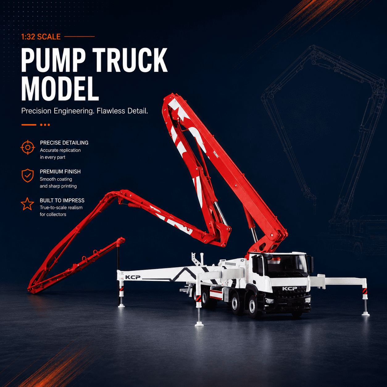 1:32 pump truck model product view