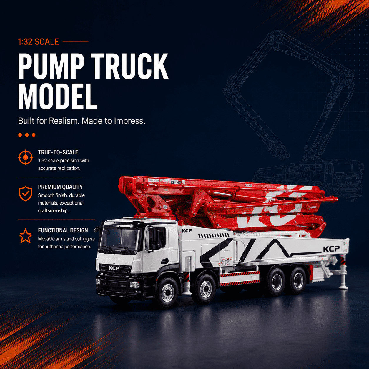 1:32 KCP pump truck model display