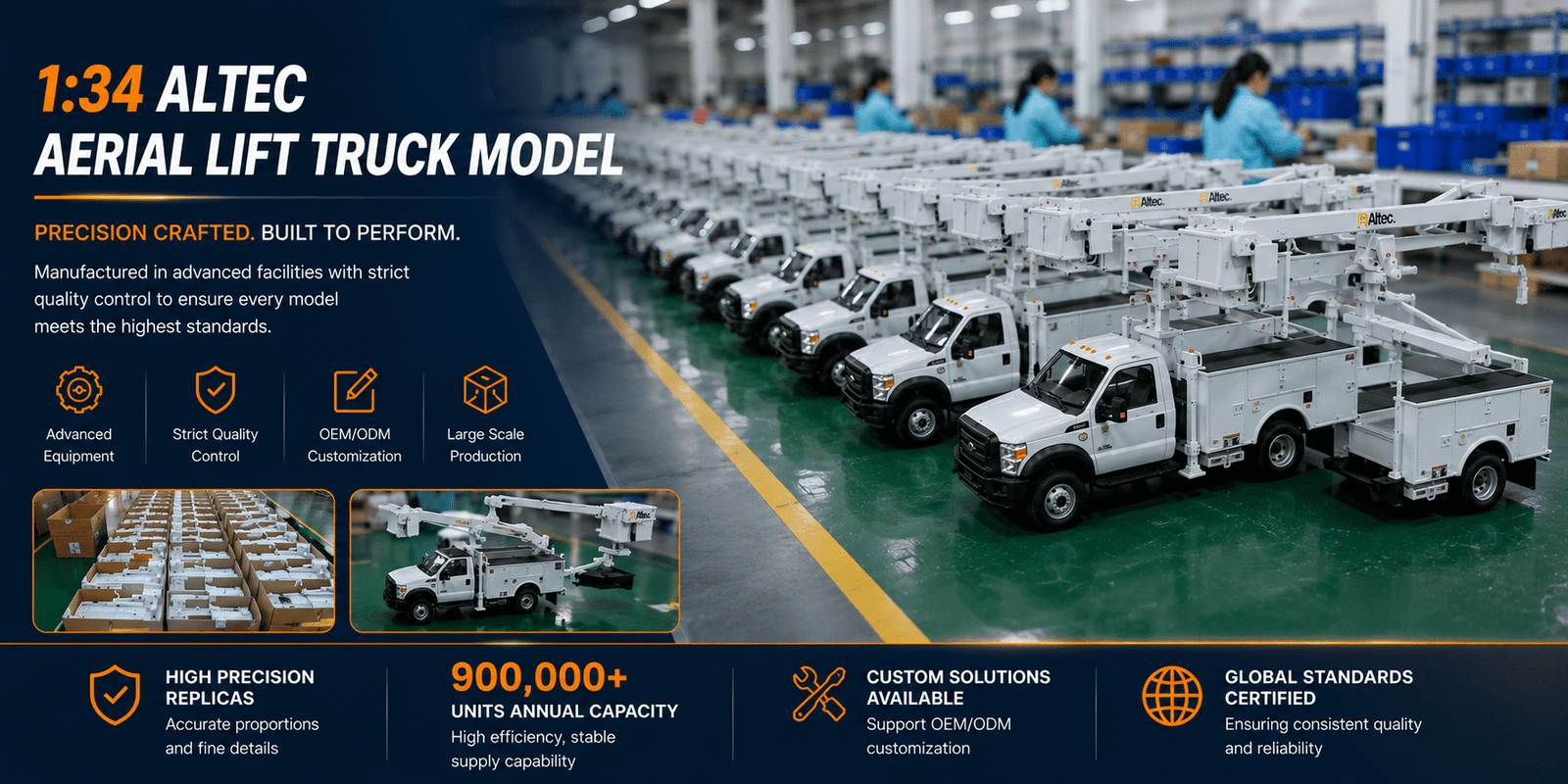 1:34 Altec aerial lift truck model mass production factory