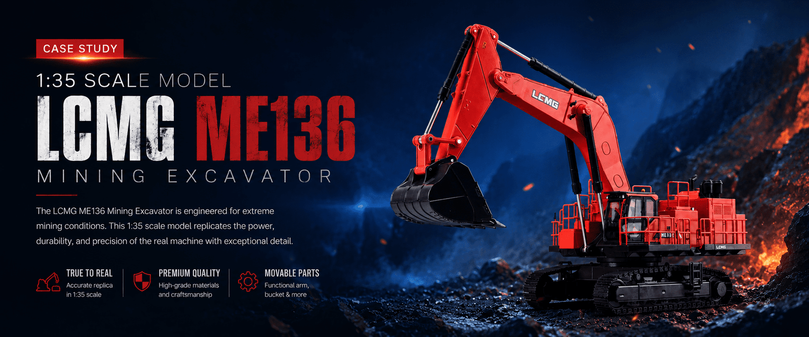 1:35 LCMG ME136 Mining Excavator Scale Model
