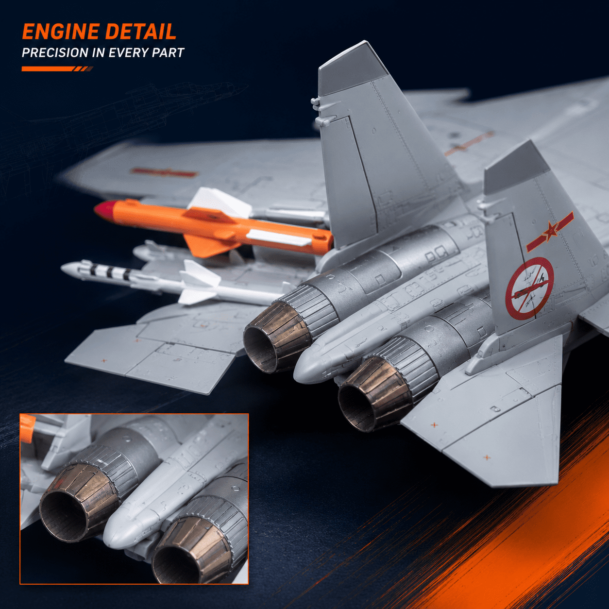 J-15 fighter jet model engine detail