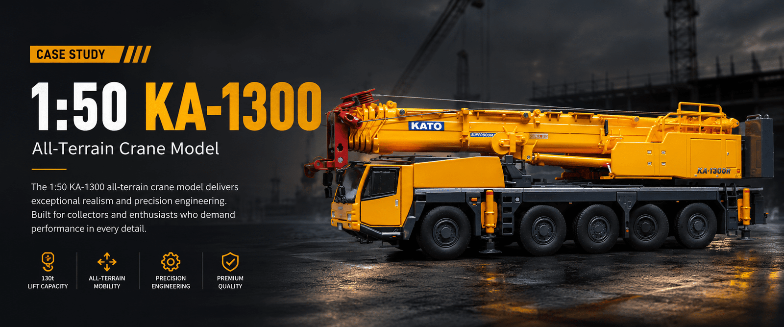 1:50 KATO KA-1300 all-terrain crane model hero image