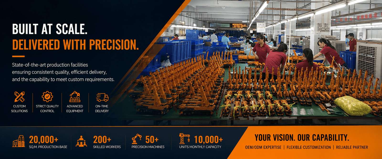 1:50 KATO KA-1300 crane model mass production line