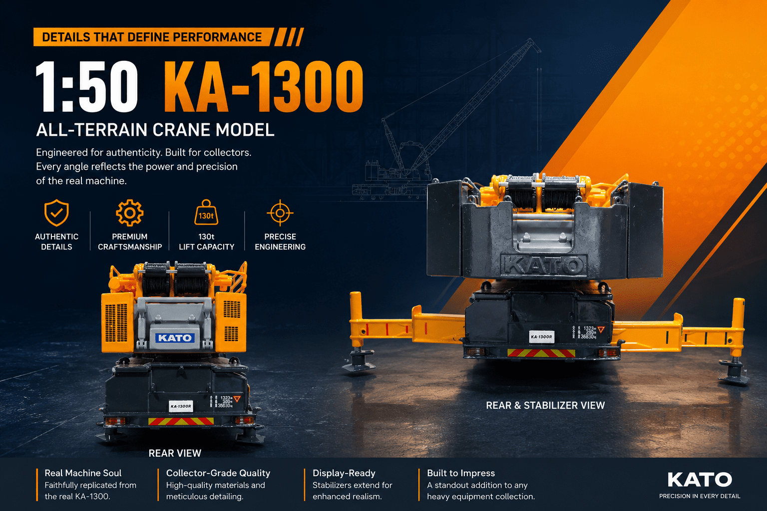 1:50 KATO KA-1300 diecast crane model product display