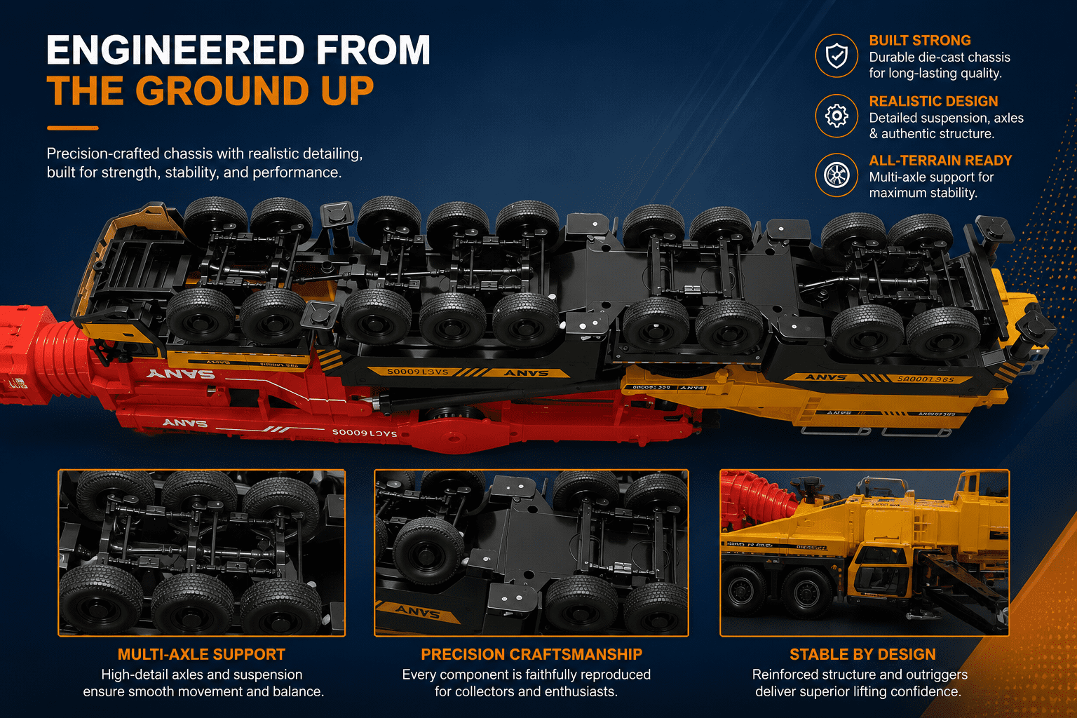 SANY SAC16000 crane model chassis and undercarriage details