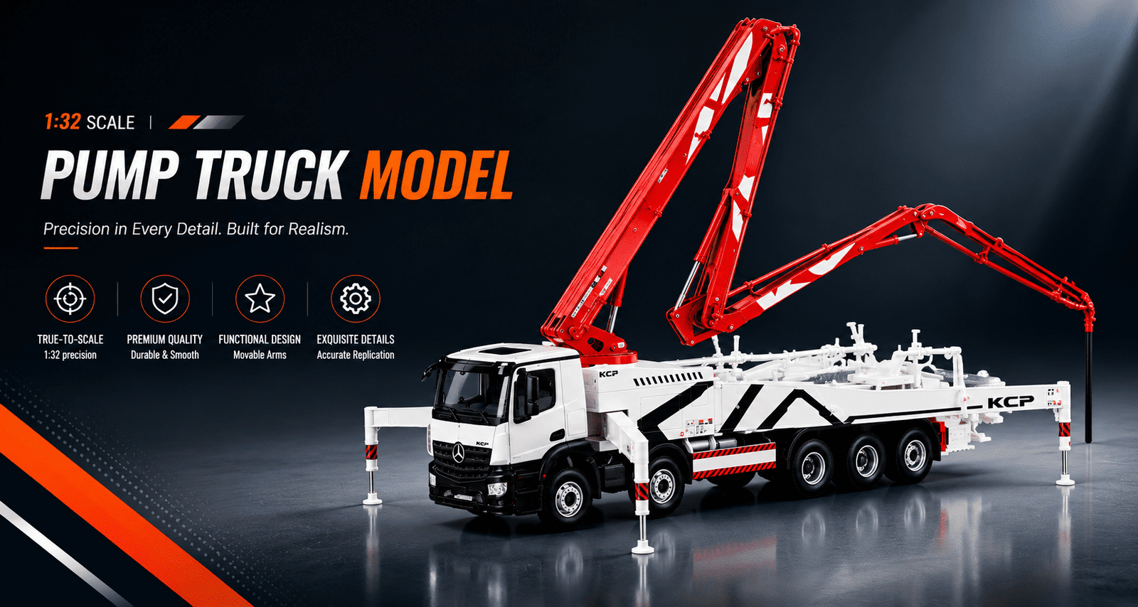 1:32 KCP pump truck scale model product display