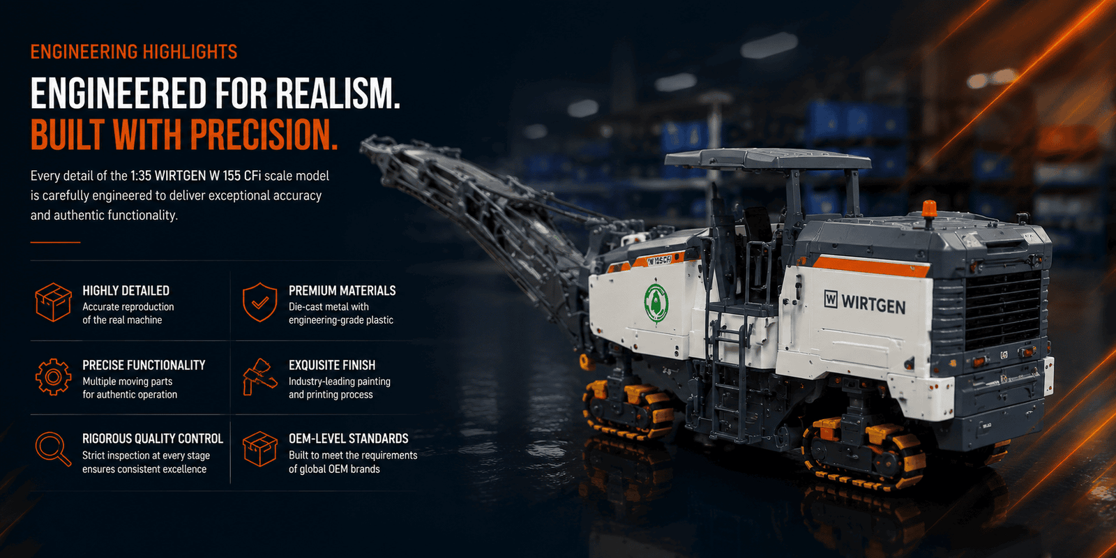 Engineering highlights of the WIRTGEN W 155 CFi scale model