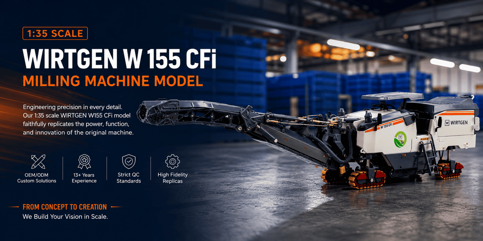 1:35 WIRTGEN W 155 CFi milling machine scale model custom OEM project
