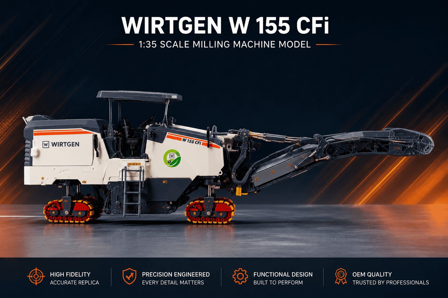 Front view of 1:35 WIRTGEN W 155 CFi milling machine model