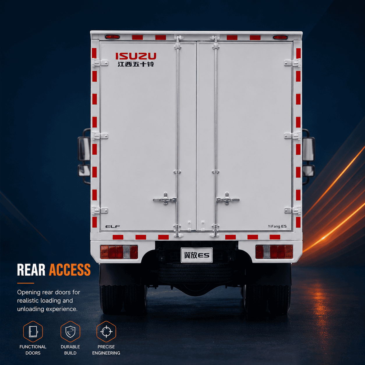 Rear design of 1:18 Isuzu YiFang ES cargo truck model