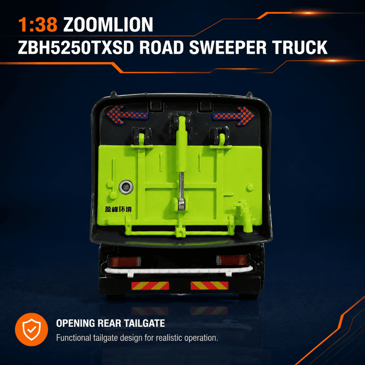 Rear view of the 1:38 Zoomlion ZBH5250TXSD diecast model