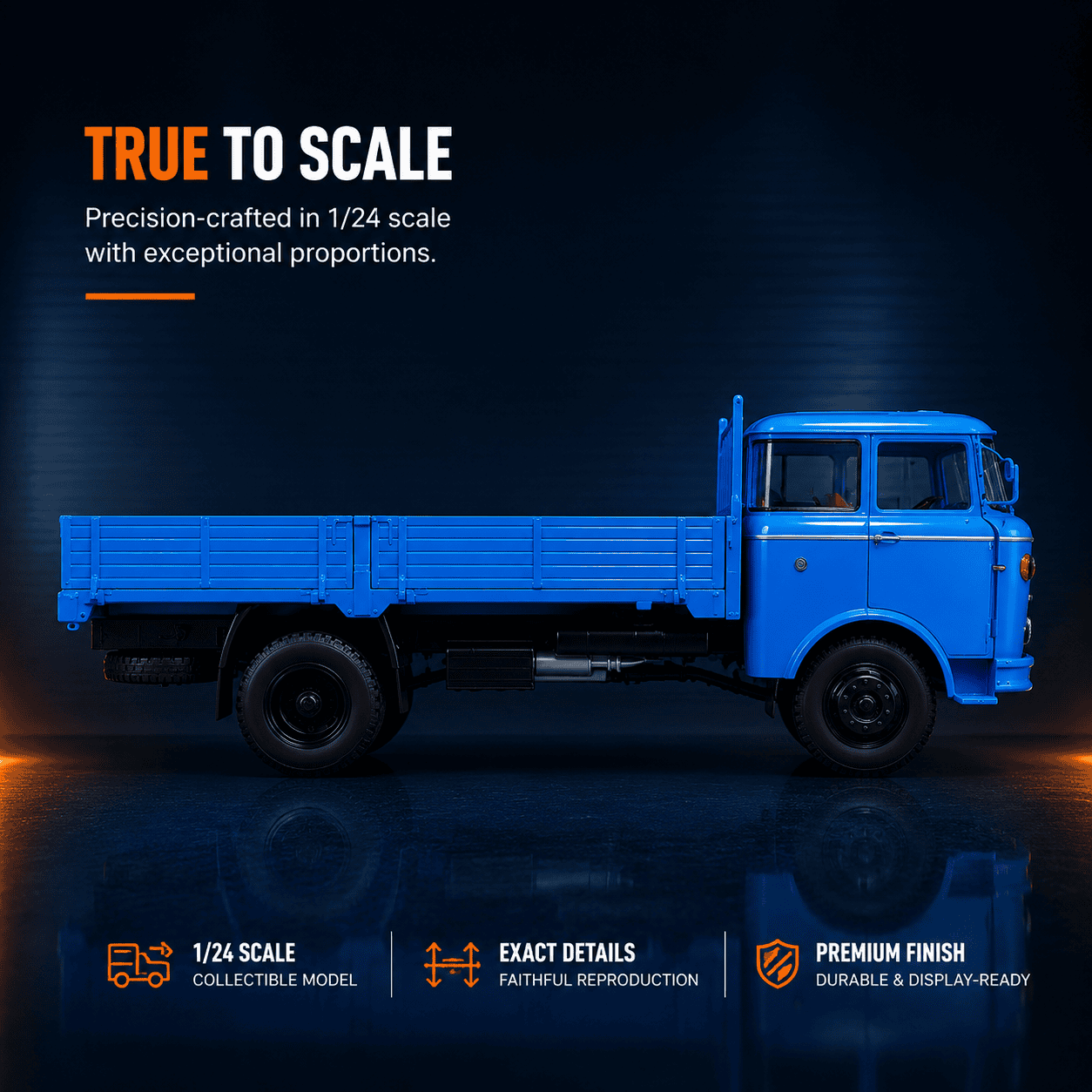 Side profile of custom 1:24 Sinotruk Huanghe cargo truck scale model