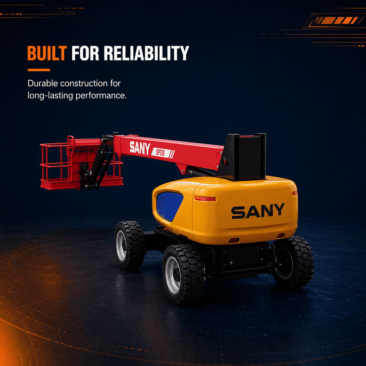 Rear side view of SANY SPT26 aerial work platform scale model