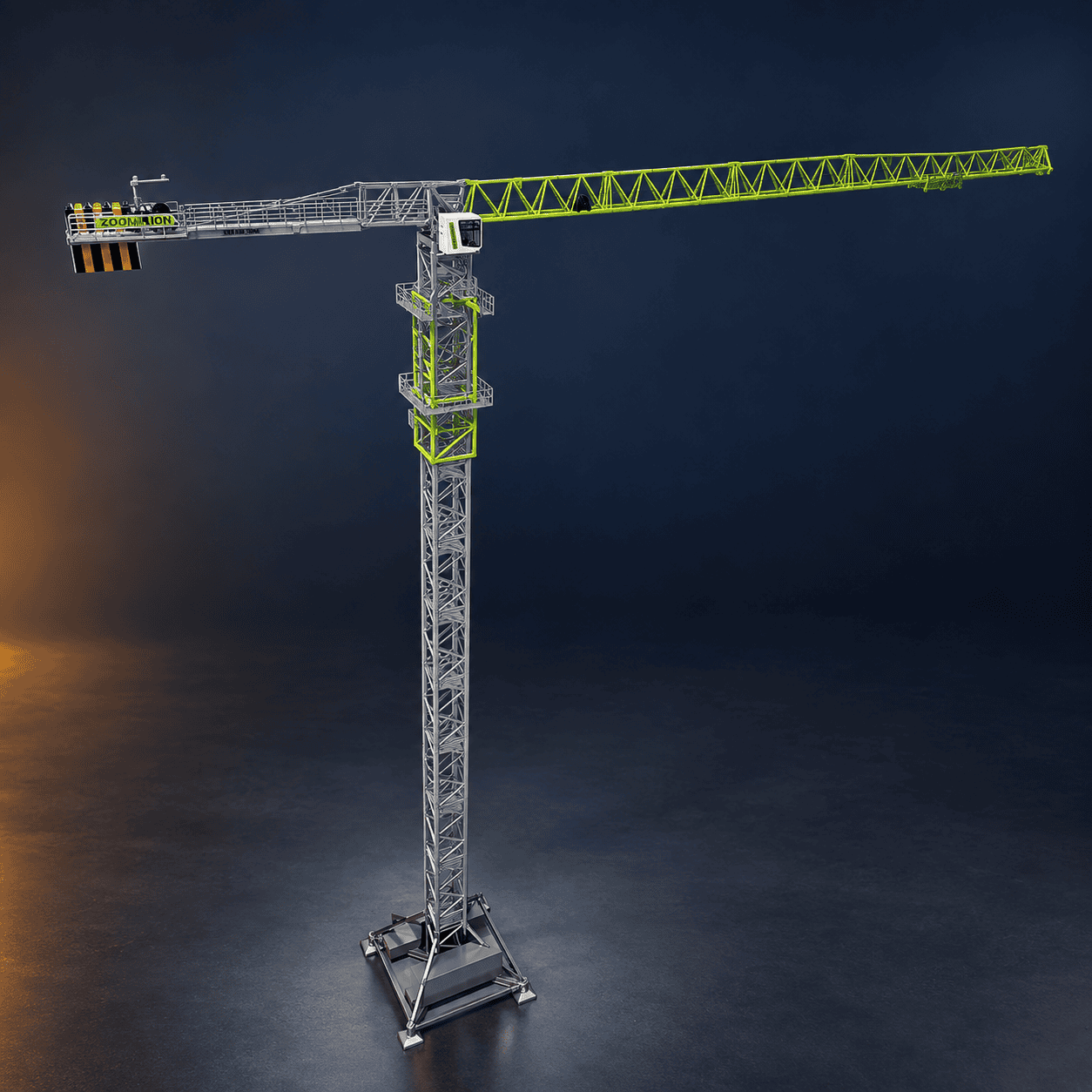 Braced base and support feet of the ZOOMLION tower crane model