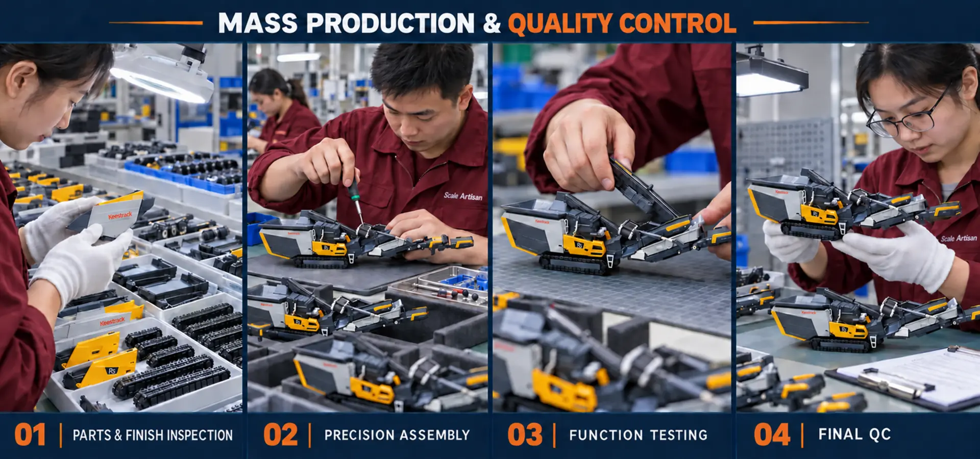 Scale Artisan production and quality inspection stages for Keestrack R3 crusher scale models