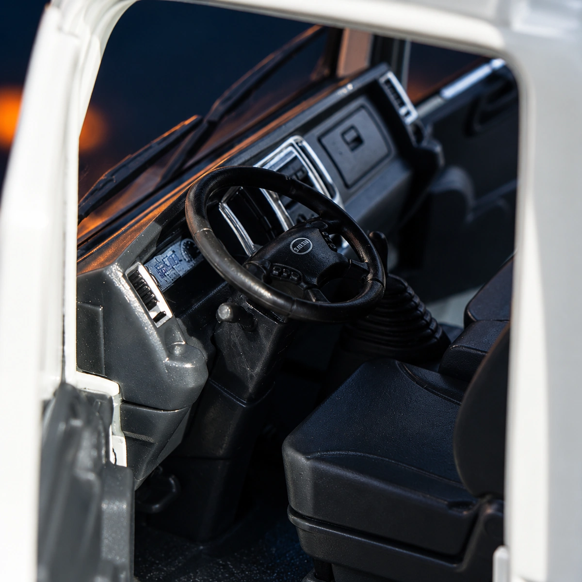 DAYUN miniature steering wheel, dashboard and seat detail