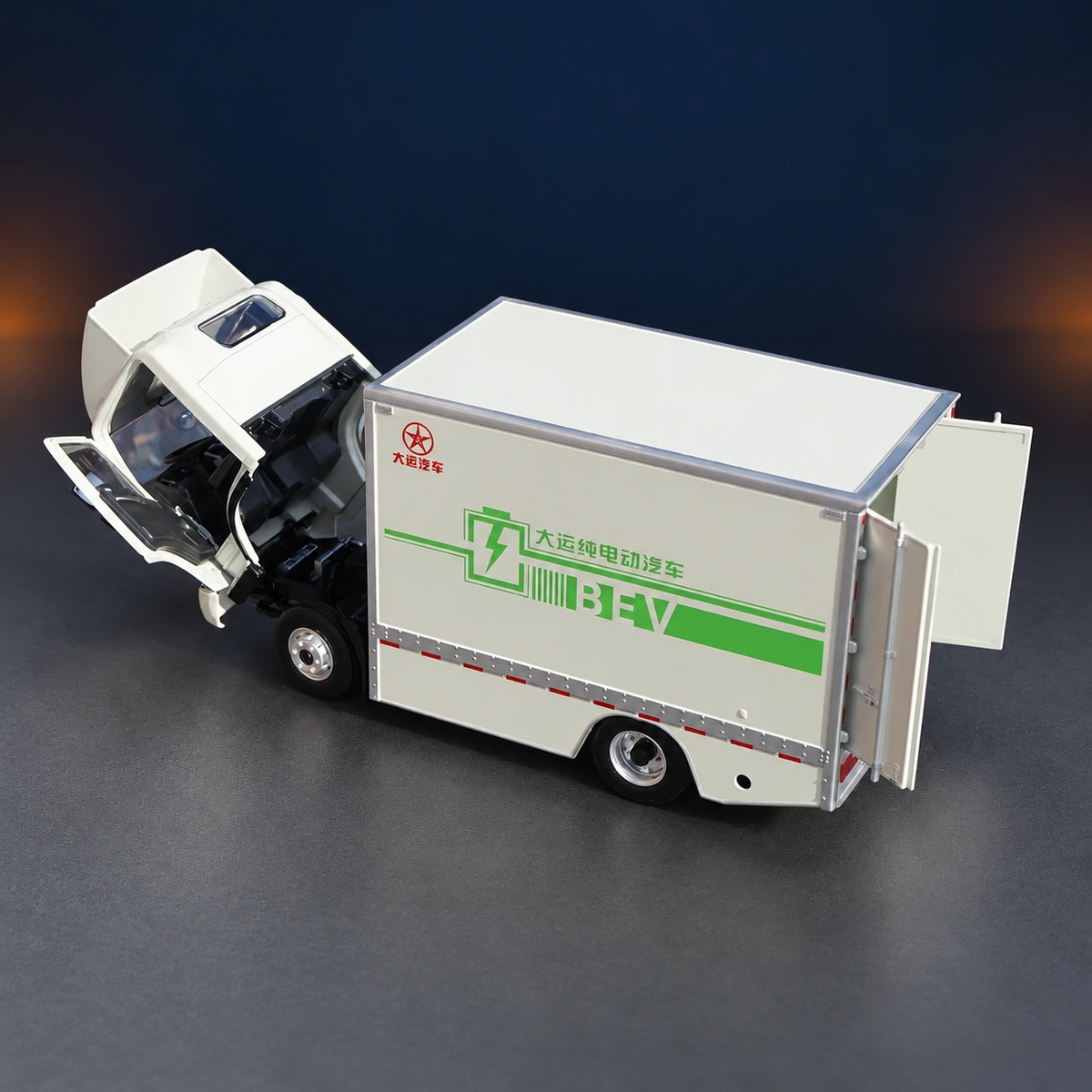 DAYUN truck model with cab tilted forward and doors open