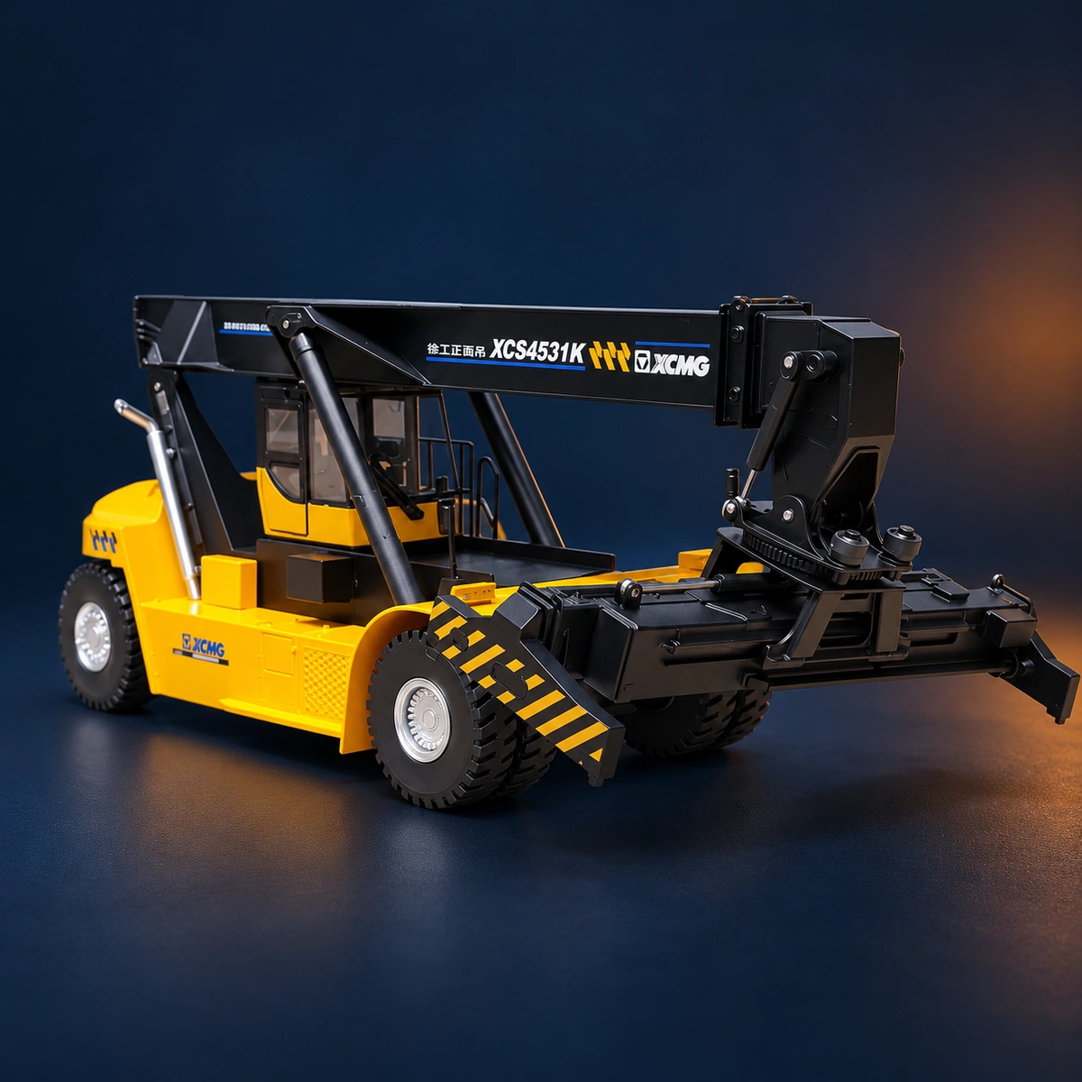 Front three-quarter view of the XCMG XCS4531K model with lowered boom