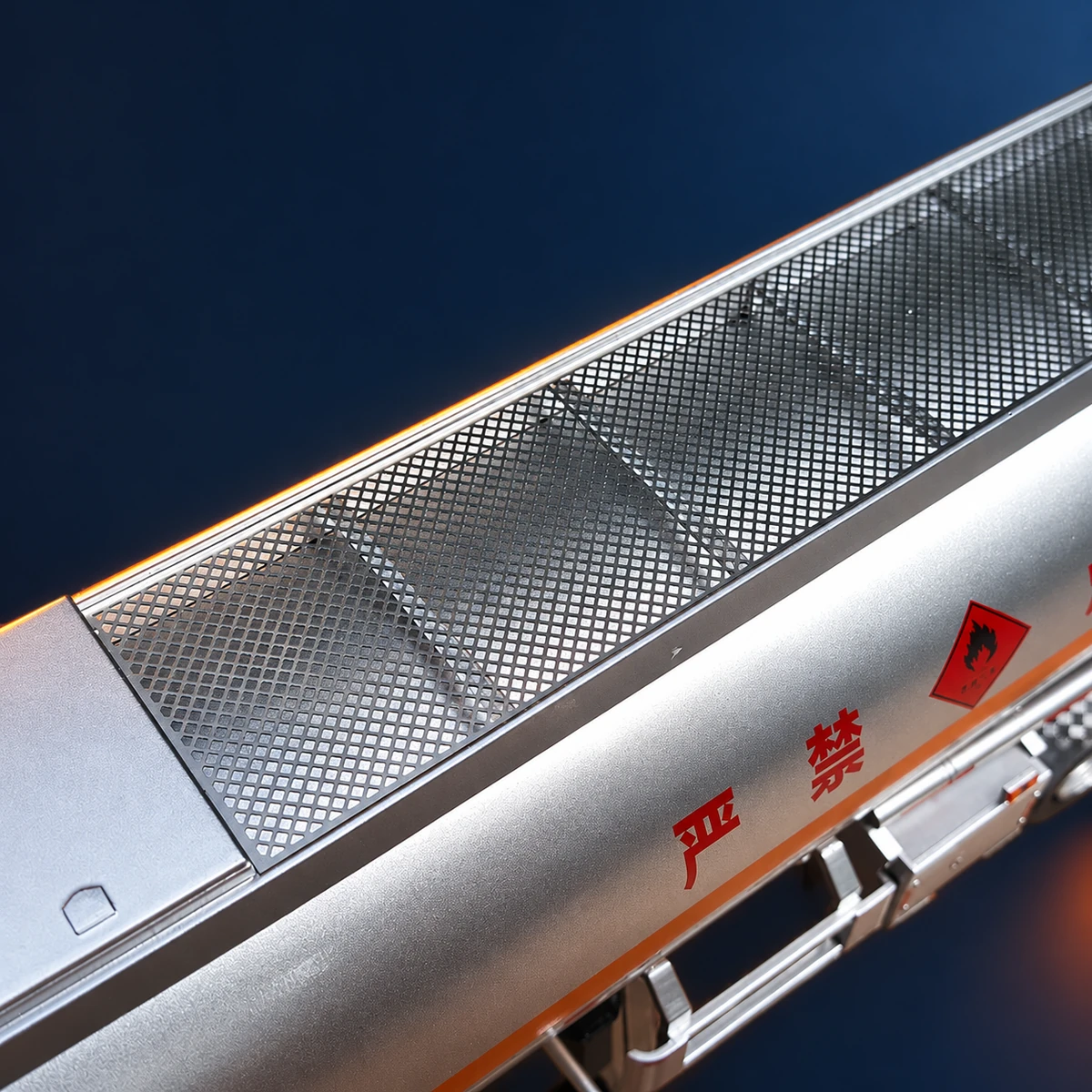 Close-up of the tanker model's textured walkway and fine railings